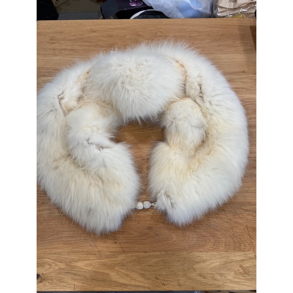 Maryann Diesti Vintage Rabbit Fur and Velvet Stole Cream Satin Lined Wrap Med/LG